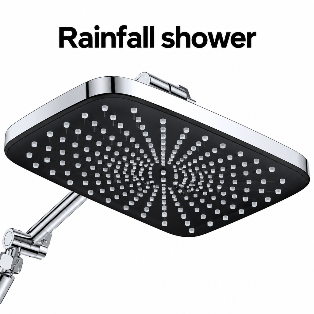 AUHUB rainfall shower combo in chrome – Rainfall shower