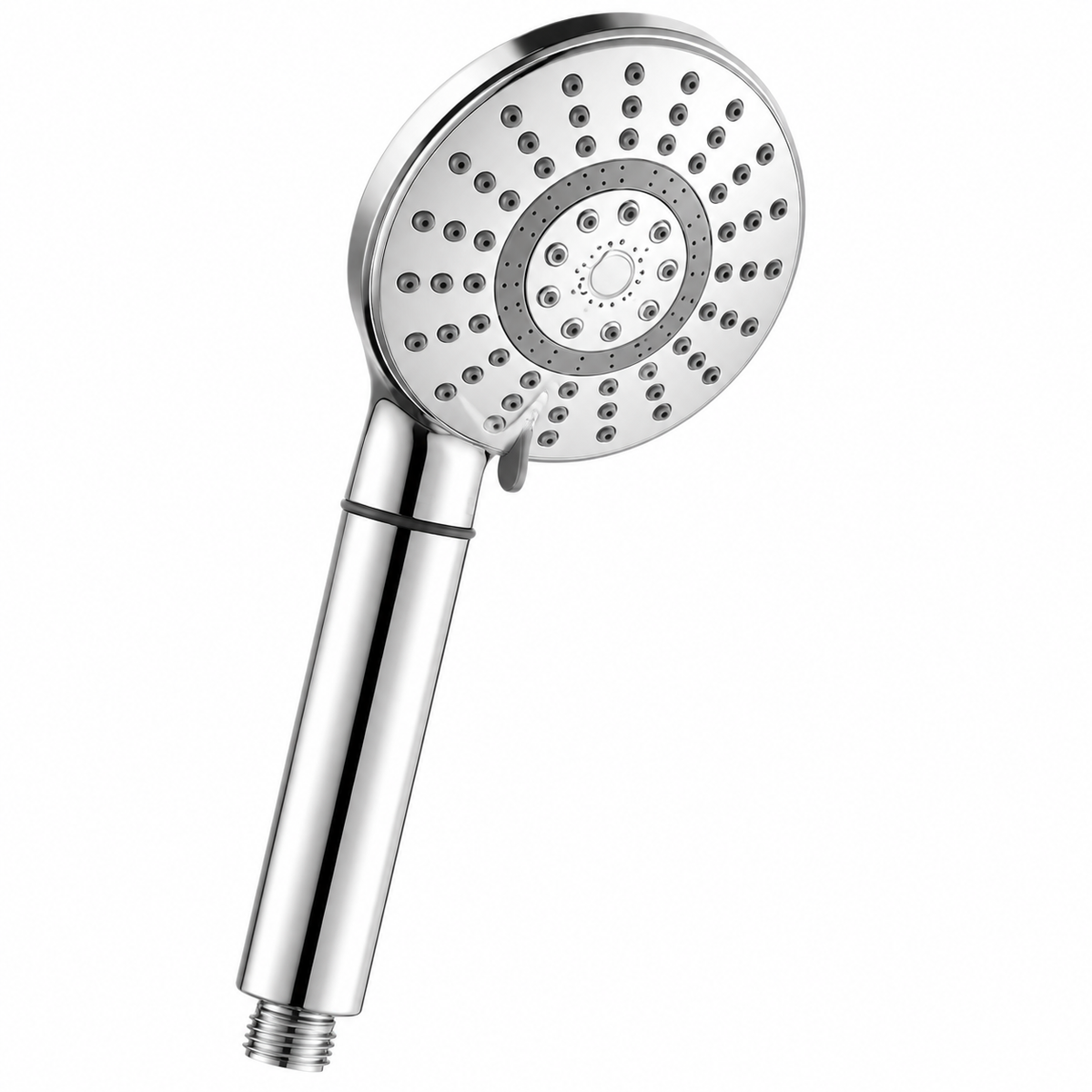 AUHUB round chrome handheld shower with integrated long handle filter – product view