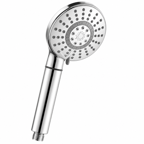 AUHUB round chrome handheld shower with integrated long handle filter – product view