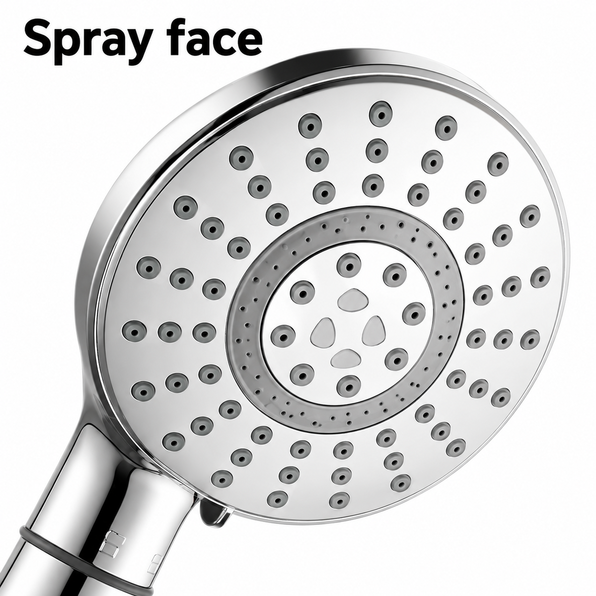 AUHUB round chrome handheld shower with integrated long handle filter – Spray face