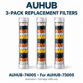 AUHUB-74005: three replacement filter cartridges for AUHUB-73005; illustration, cartridge refills only