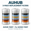 AUHUB-74007: three replacement filter cartridges for AUHUB-73007; illustration, cartridge refills only
